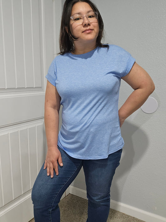 [PREORDER] Nami Cap Sleeve Tee - Sky Blue Heather